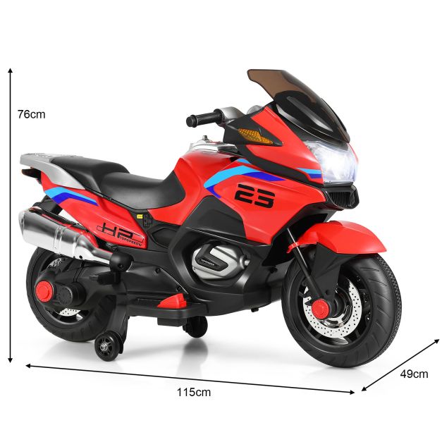 Kids Electric Ride-On Motorbike with Training Wheels