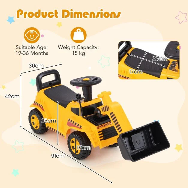 Kids Bulldozer Ride-On with Movable Front Bucket