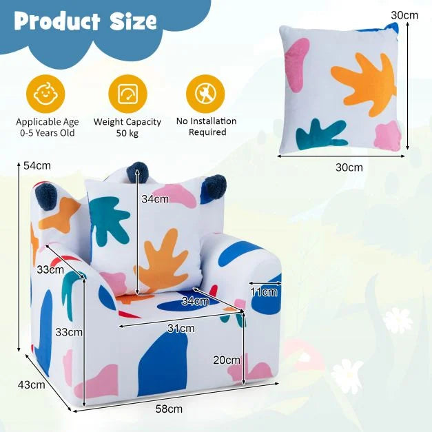 Kids Sofa Chair Foam-Filled Armchair with Extra Padded Pillow