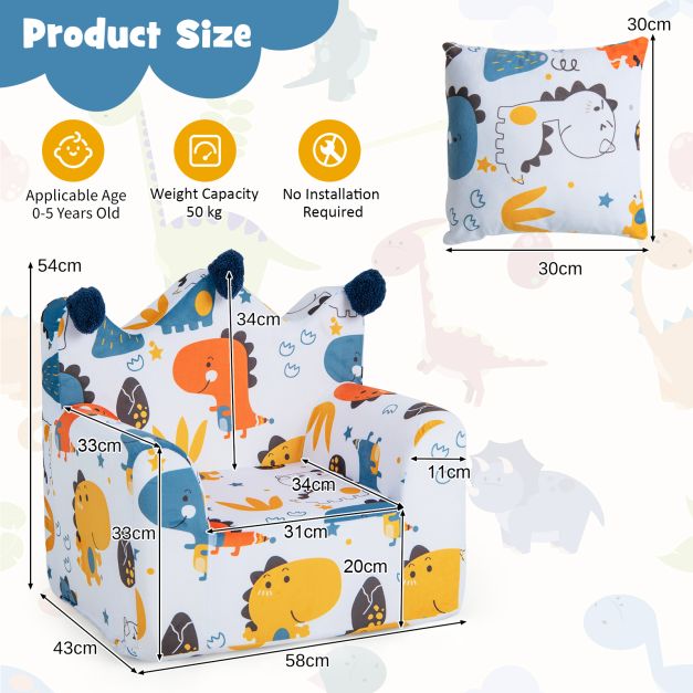 Kids Sofa Chair Foam-Filled Armchair with Extra Padded Pillow