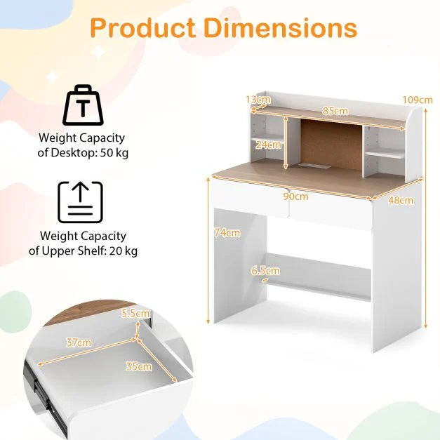Student Desk for Kids with Writing Surface and Cork Bulletin Board