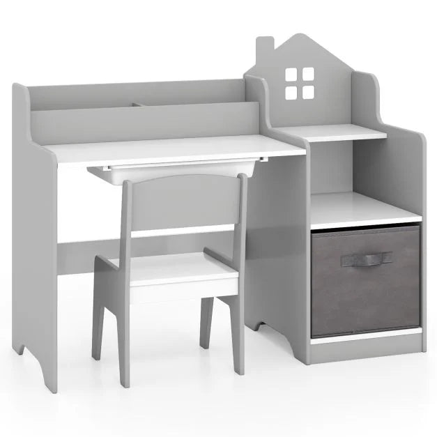 Kids Study Desk & Chair Set with Open Shelves – Children's Study Table