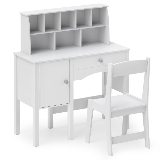Kids Study Desk Set with Chair, Hutch & Storage Cabinet