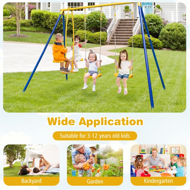 Heavy-Duty Kids Playset with 2 Swing Seats and 2 Glider Seats for Ages 3–12