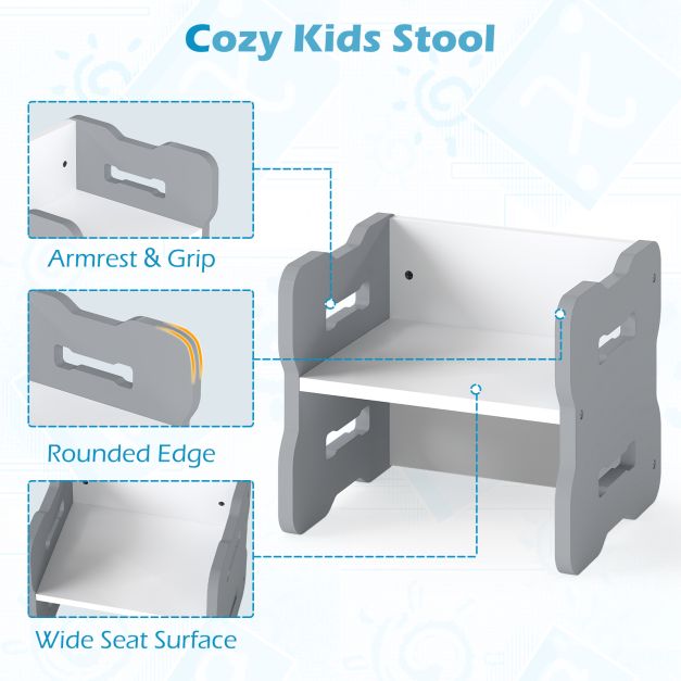 Kids 3-Piece Table & Chair Set with 2 Stools and Activity Table