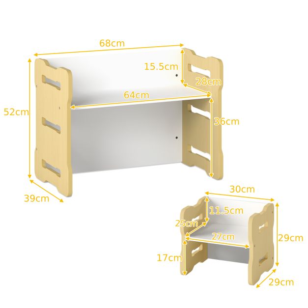 Kids 3-Piece Table & Chair Set with 2 Stools and Activity Table