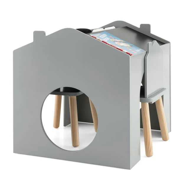 Wooden Kids Table & Chair Set with Chalkboards for Playroom