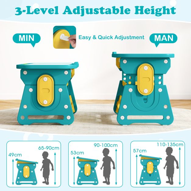 Kids’ Desk & Chair Set with Tilt Whiteboard and Book Holder