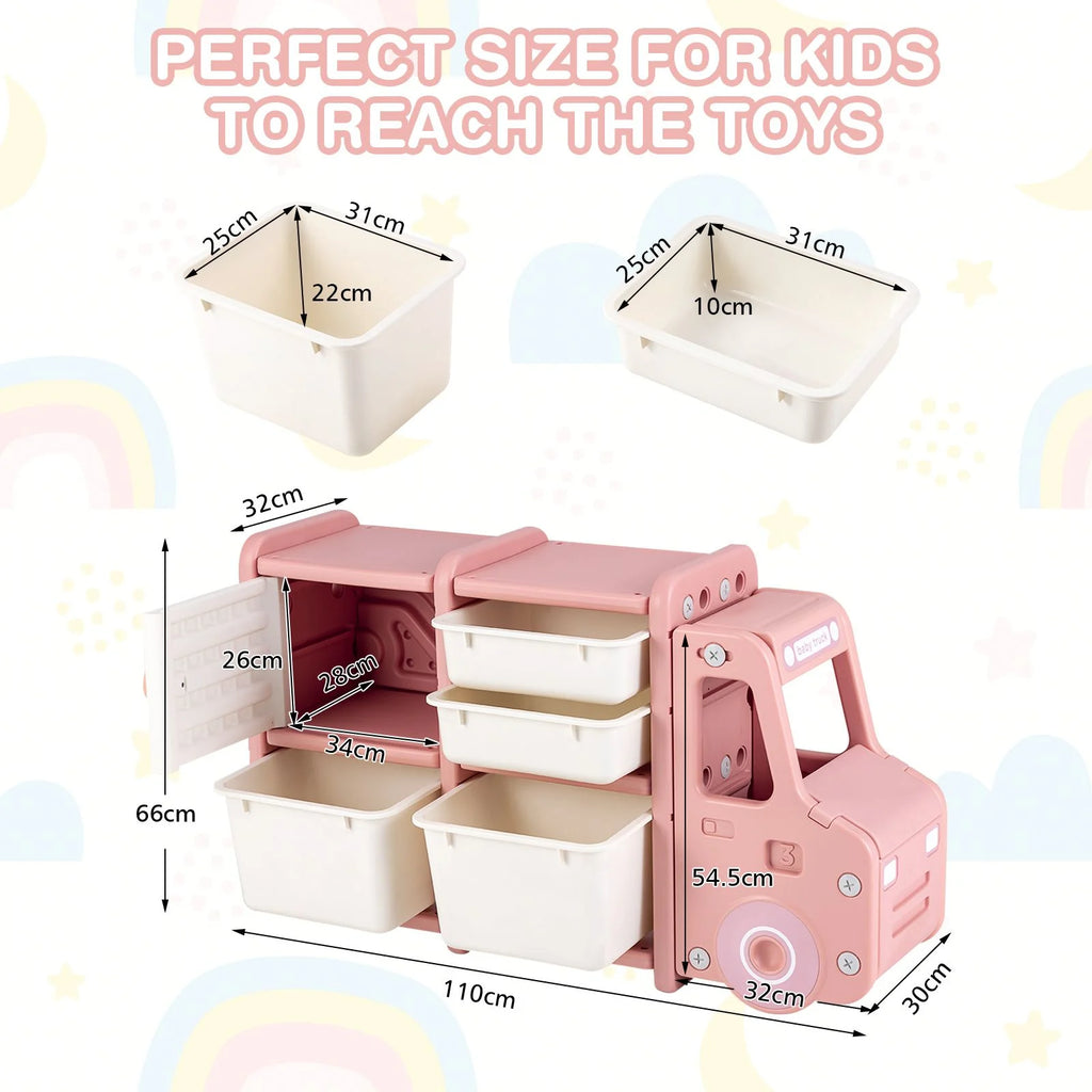 Truck-Style Toddler Storage Cabinet and Toy Organizer for Kids