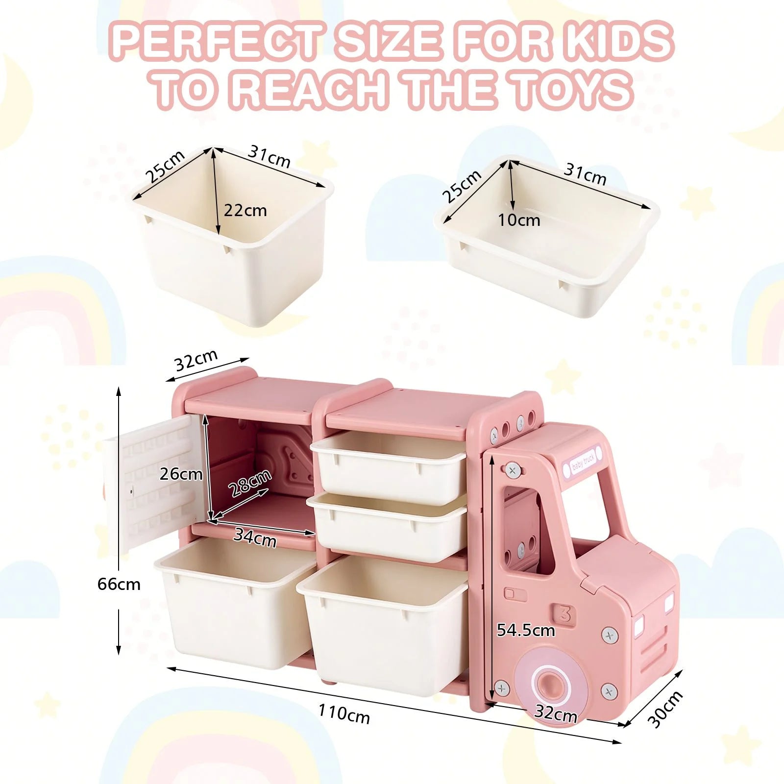 Truck-Style Toddler Storage Cabinet and Toy Organizer for Kids