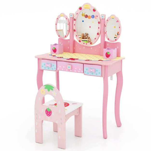 Multi-Functional Kids Vanity Table & Chair – 2-in-1 Design