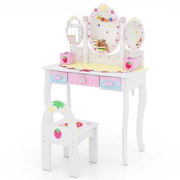 Multi-Functional Kids Vanity Table & Chair – 2-in-1 Design