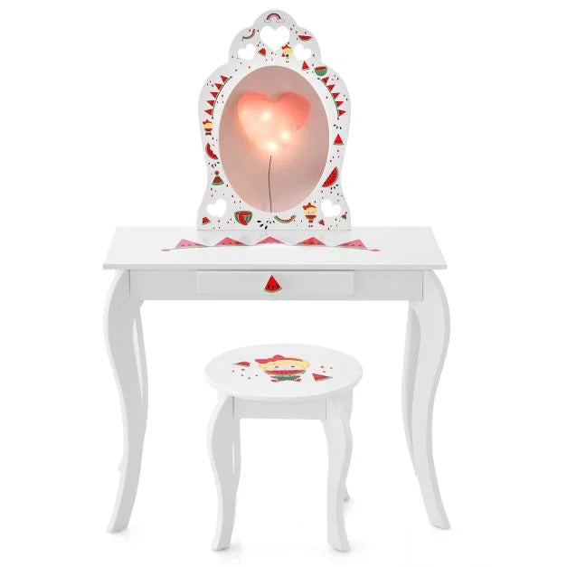 Kids Vanity Set 2-in-1 with Mirror and Handy Drawer