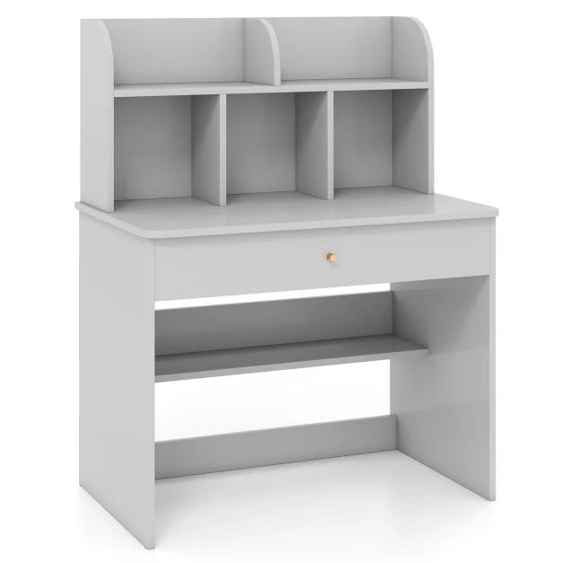 Kids Wooden Study Desk with Drawer and Storage Shelf for Organization