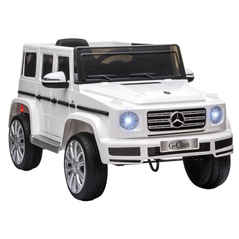Licensed Mercedes Benz G500 12V Kids Electric Ride-On Car with Parental Remote - White