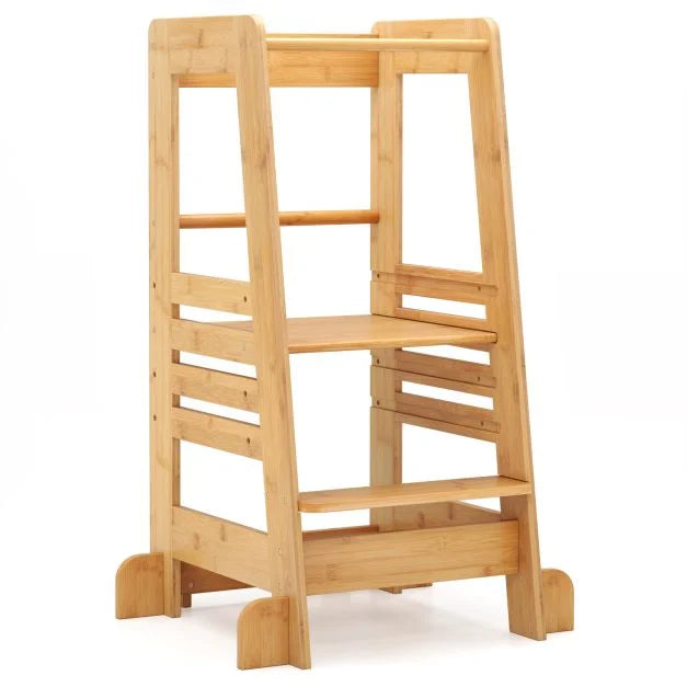 Toddler Kitchen Step Stool with Safety Rail – Montessori Style, Sturdy and Safe