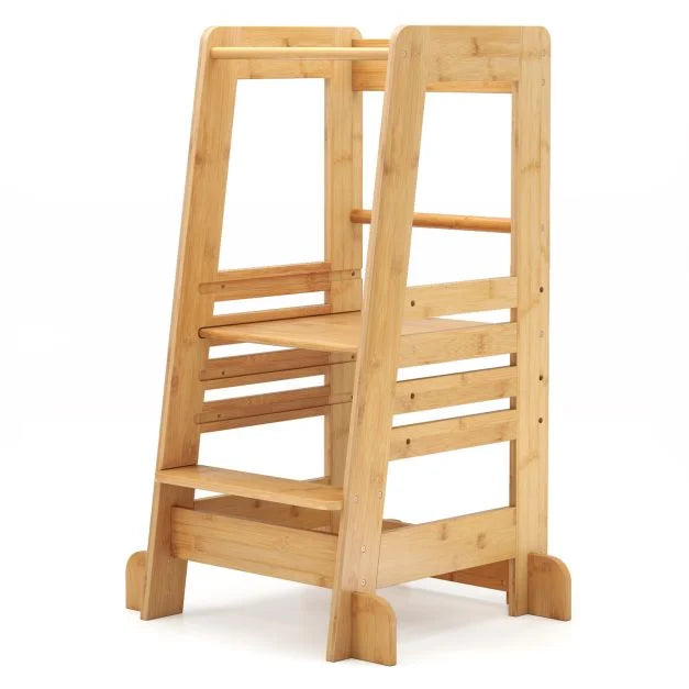 Toddler Kitchen Step Stool with Safety Rail – Montessori Style, Sturdy and Safe