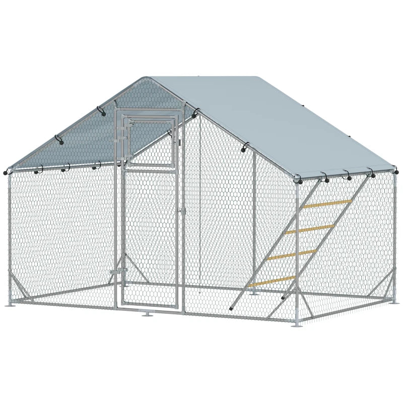 Walk-In Chicken Run with Cover & Feeder for 6-8 Poultry