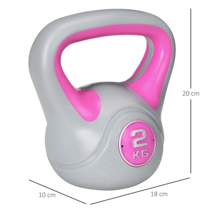 2kg Kettlebell – Pink & Grey Weight for Home Workouts