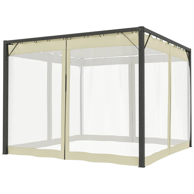 Khaki Retractable Roof Pergola with Durable Aluminum Frame for Garden Use 3x3m