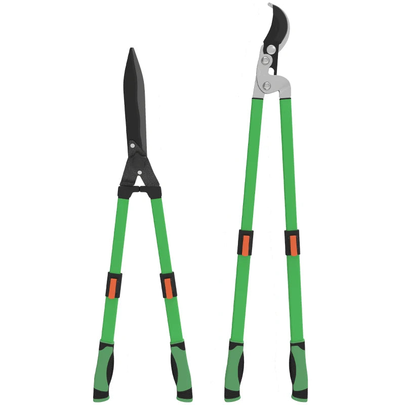 2-Piece Garden Shears Set with Telescopic Handles for Trimming Hedges & Shrubs