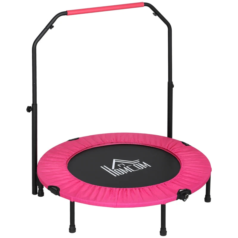 Foldable Fitness Trampoline – Adjustable Handle, 40", Pink