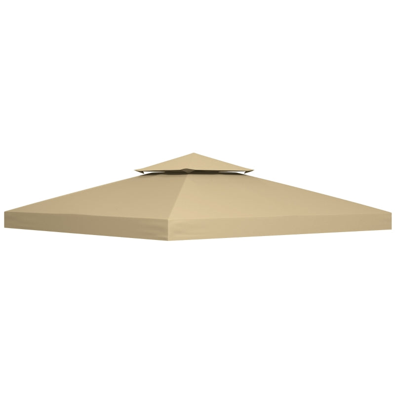 Deep Beige Gazebo Canopy Replacement – Durable Double Tier Roof Cover 3m