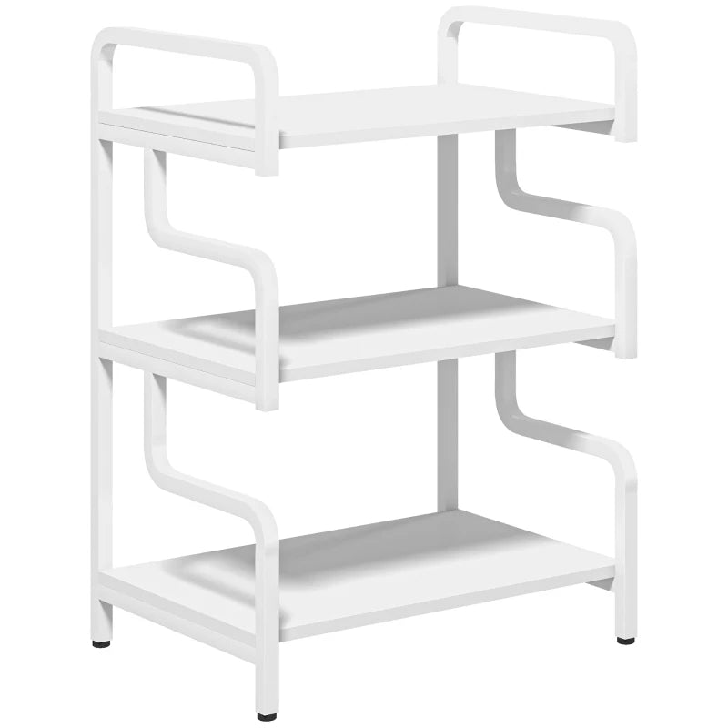 White Printer Shelf with Storage for Home Office