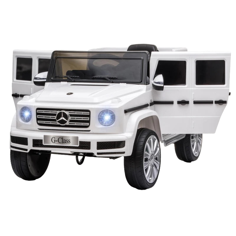 Licensed Mercedes Benz G500 12V Kids Electric Ride-On Car with Parental Remote - White