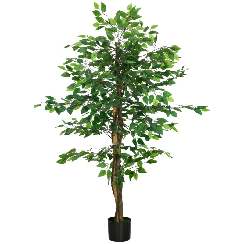 Artificial Ficus Tree, with Weighted Plant Pot - Green