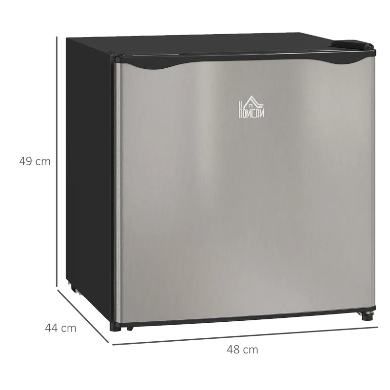 46L Compact Mini Fridge with Ice Box, Reversible Door – Silver Tone