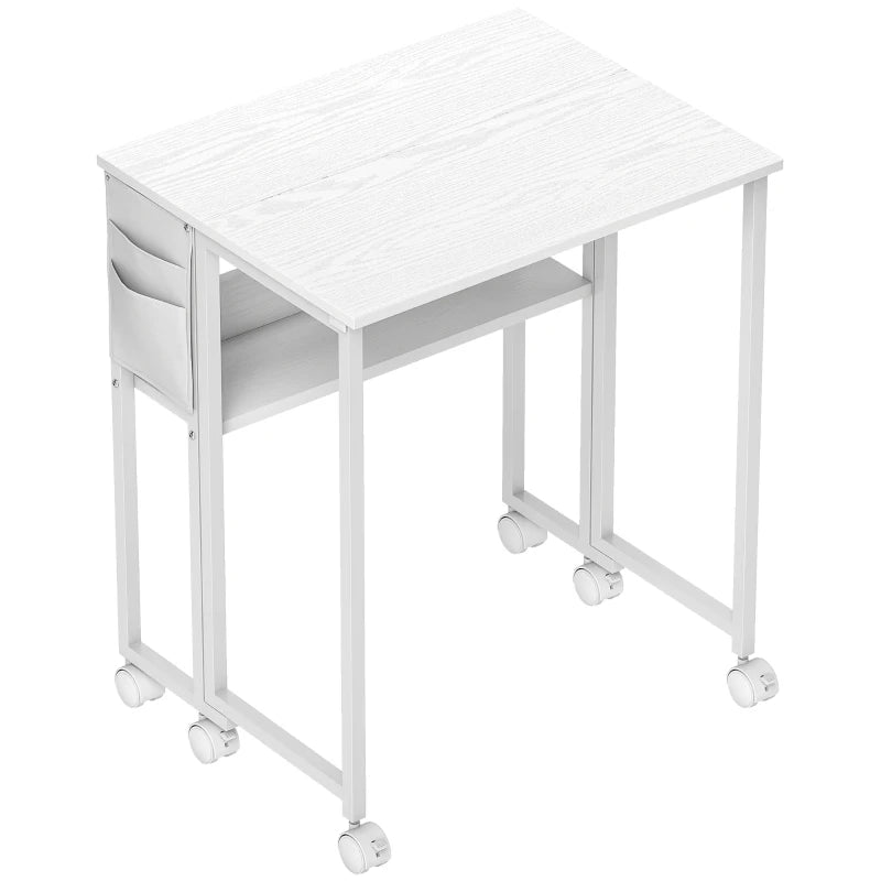 White Drop Leaf Work Desk – 63cm Compact Design