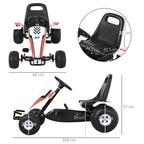 Racing-Style Kids Pedal Go Kart with Brake, Gears & Adjustable Seat 4 Wheels 104x66x57cm