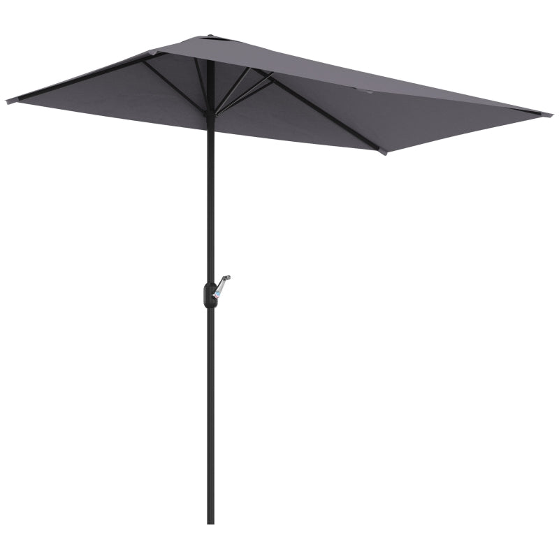 Crank Handle Semi-Round Patio Umbrella for Balcony Grey Color, No Base Included, 2.3m