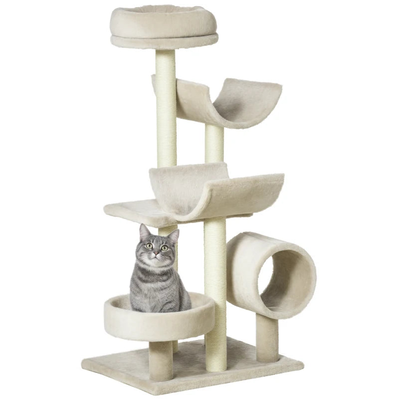 Cat Tree for Indoor Cats with Tunnel & Scratcher