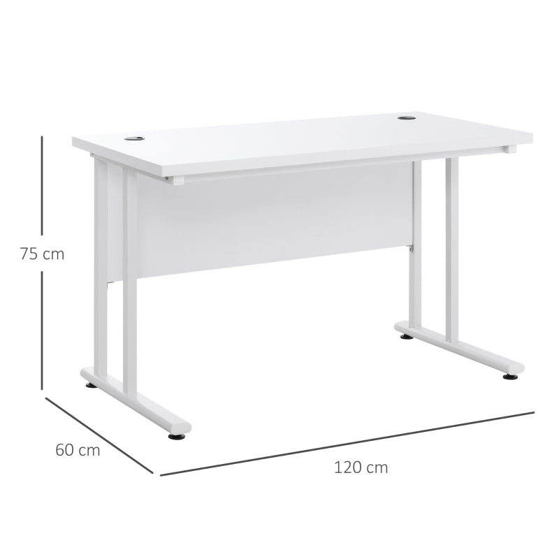 Laptop Desk with Cable Management & Metal Legs – 120x60cm, White