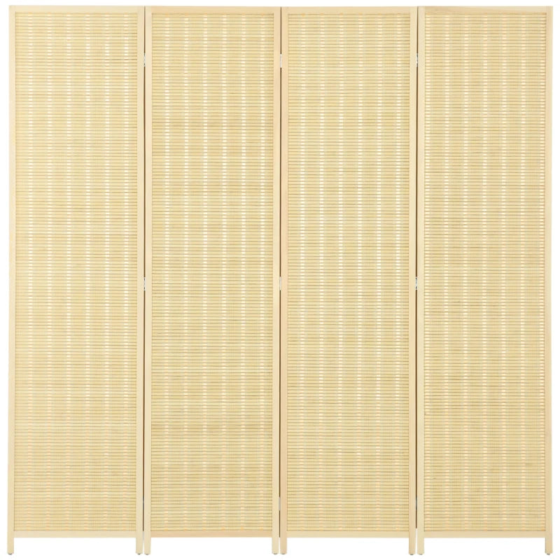 Natural 4-Panel Room Divider, Folding Privacy Screen for Home/Office