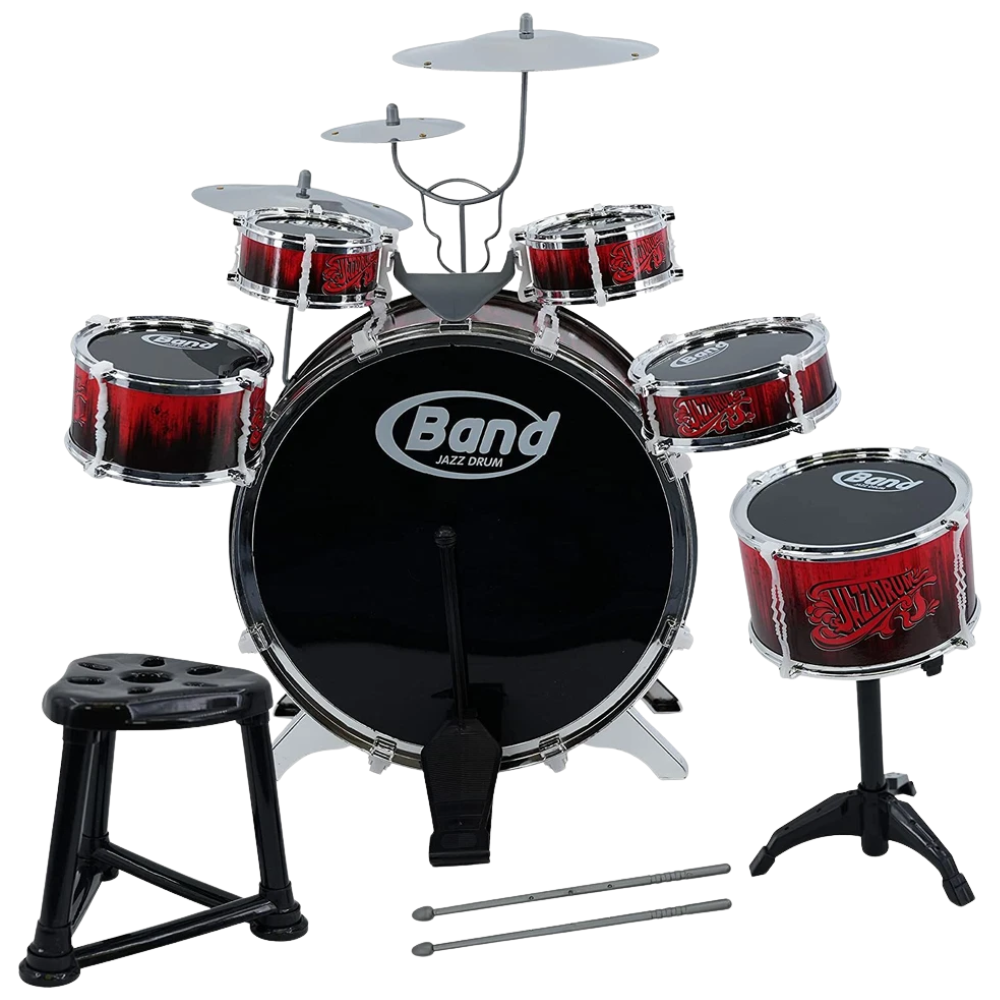 Kids My First Drum Kit Play Set Drums Cymbal Foot Pedal Sticks & Stool
