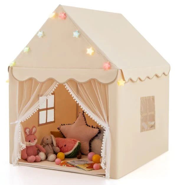 Fun & Large Kids Playhouse with Washable Mat and Enchanting Star Lights