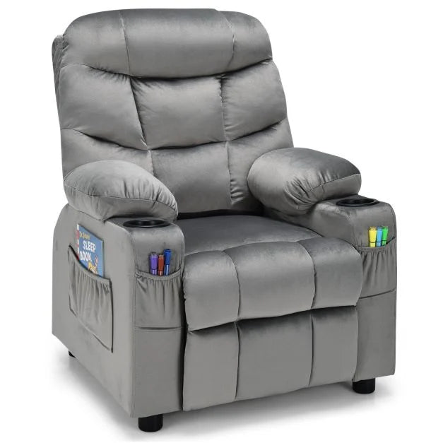 Larger Adjustable Kids Recliner Chair with 2 Cup Holders