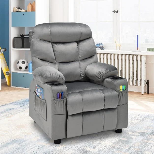 Larger Adjustable Kids Recliner Chair with 2 Cup Holders