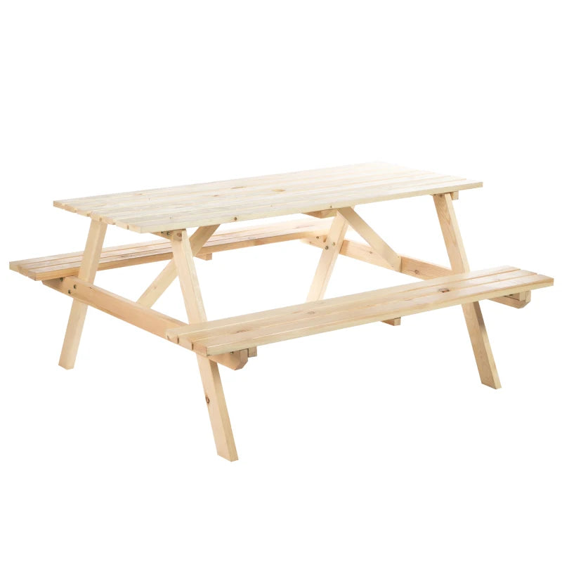 6-Person Wooden Garden Table with Bench & Parasol Slot