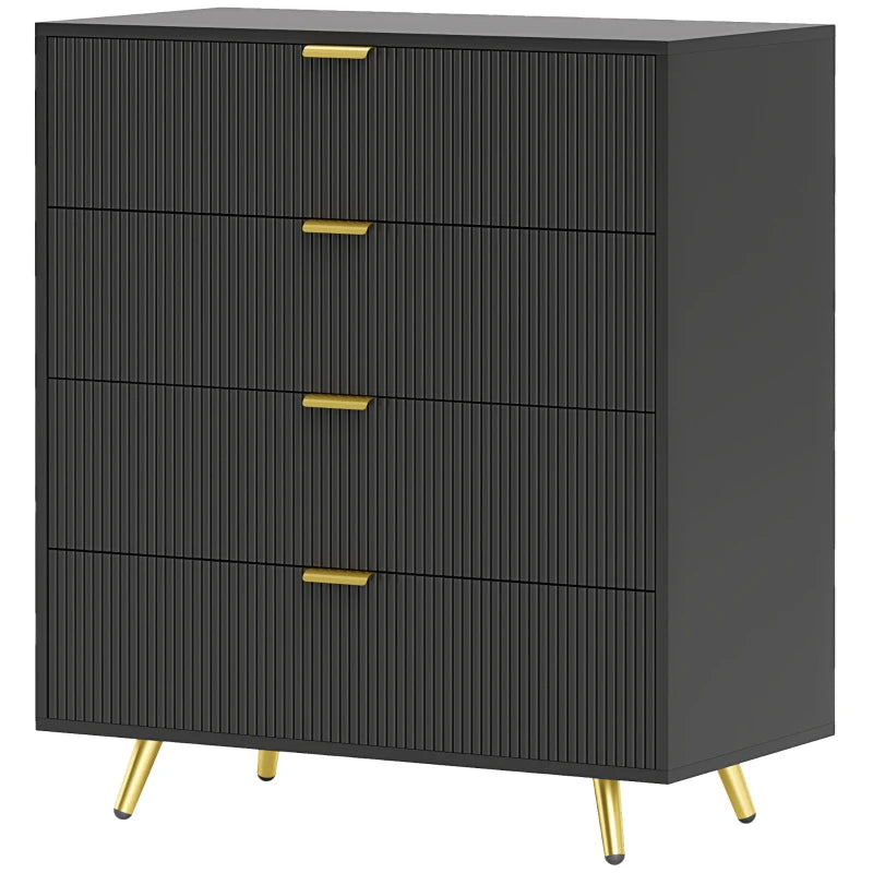 Elegant Black Table – 4 Drawers for Bedroom or Living Room