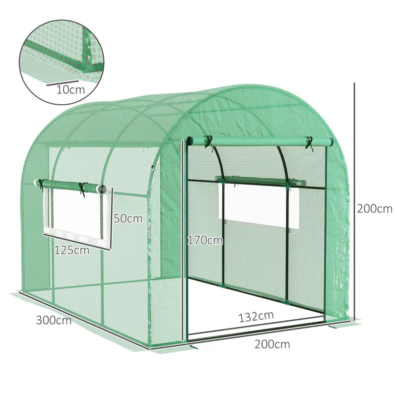 Durable Walk-In Polytunnel Greenhouse for Garden Protection 300 x 200cm