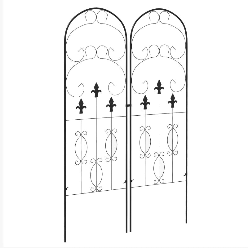 Garden Trellis Set of 2, Metal Climbing Plant Support with Scroll Pattern