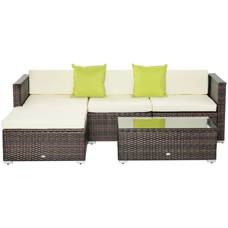 4-Seater Rattan Corner Sofa Set – Outdoor Garden Furniture for Patio, Brown