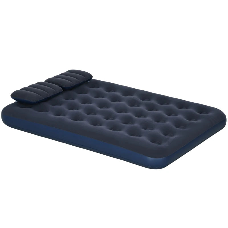 Blue King Size Air Bed – Inflatable with Hand Pump