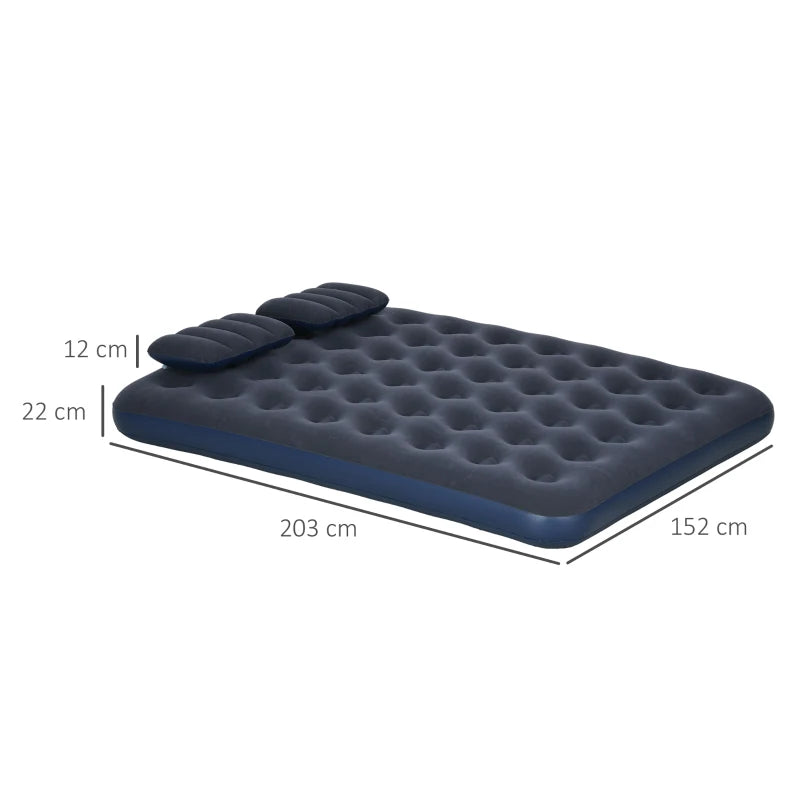 Blue King Size Air Bed – Inflatable with Hand Pump