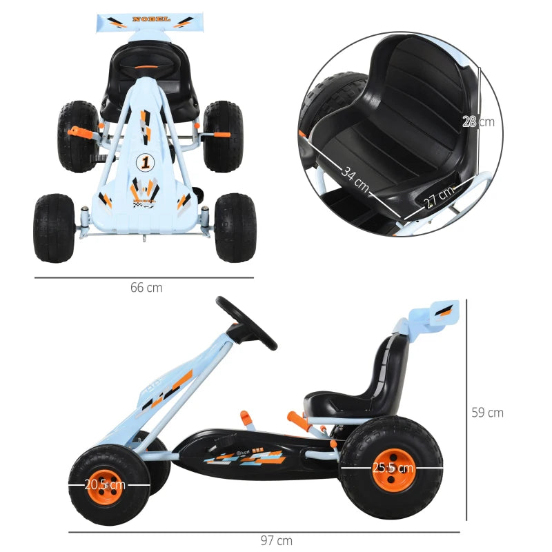 Manual Pedal Go Kart for Kids with Brake, Gears & Steering Wheel – Adjustable Seat 97x66x59 cm