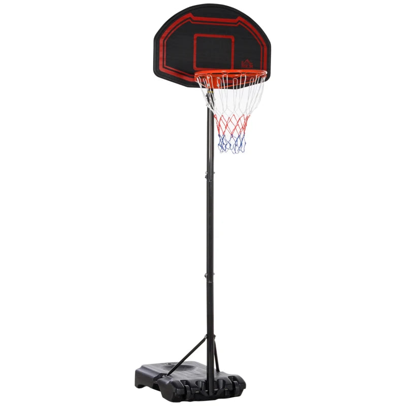 Black Basketball Hoop Stand 2.1-2.6m with Stable Base & Wheels